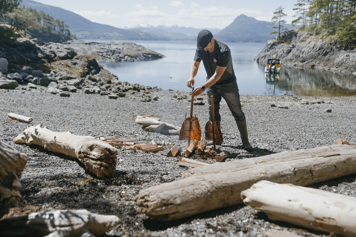 Cooking salmon on a beach in Port Hardy | Nathan Martin